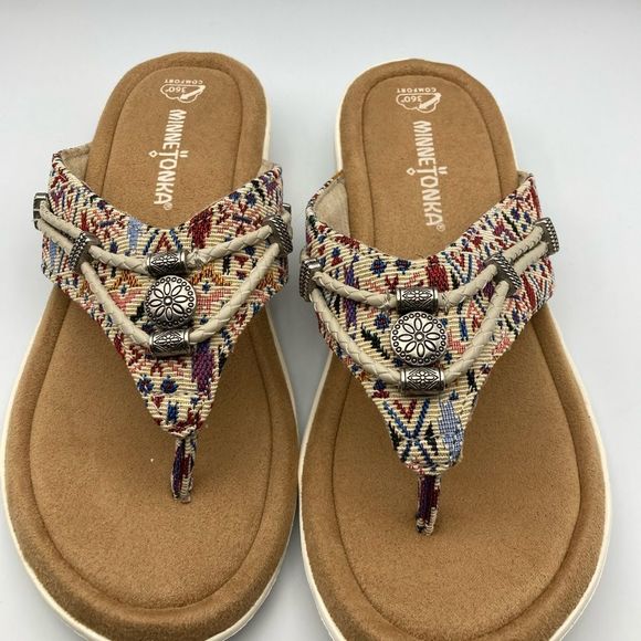 Minnetonka Women's Silverthorne 360 Thong Sandals Size 8 - Picture 2 of 7